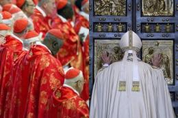 Collage photo of Catholic Cardinals and a Pope.